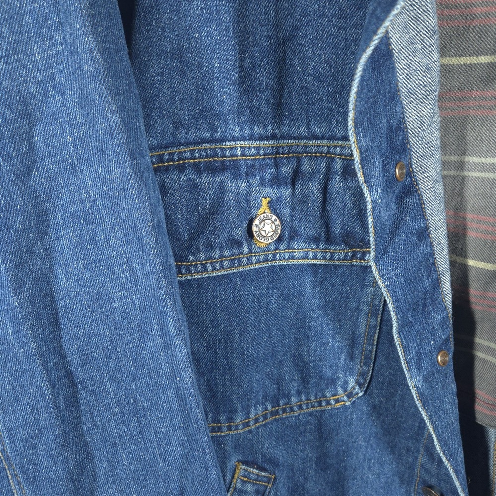 Vtg Faded Glory Denim Barn Coat L Mens 90s Workwear Corduroy Collar Chore Coat - Picture 5 of 16